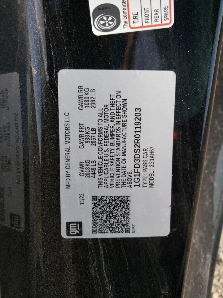 2024 CHEVROLET CAMARO LT VIN:1G1FD3DS2R0119203