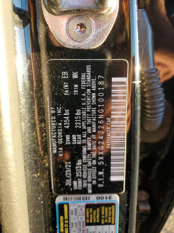 2022 KIA K5 LX VIN:5XXG24J26NG100187
