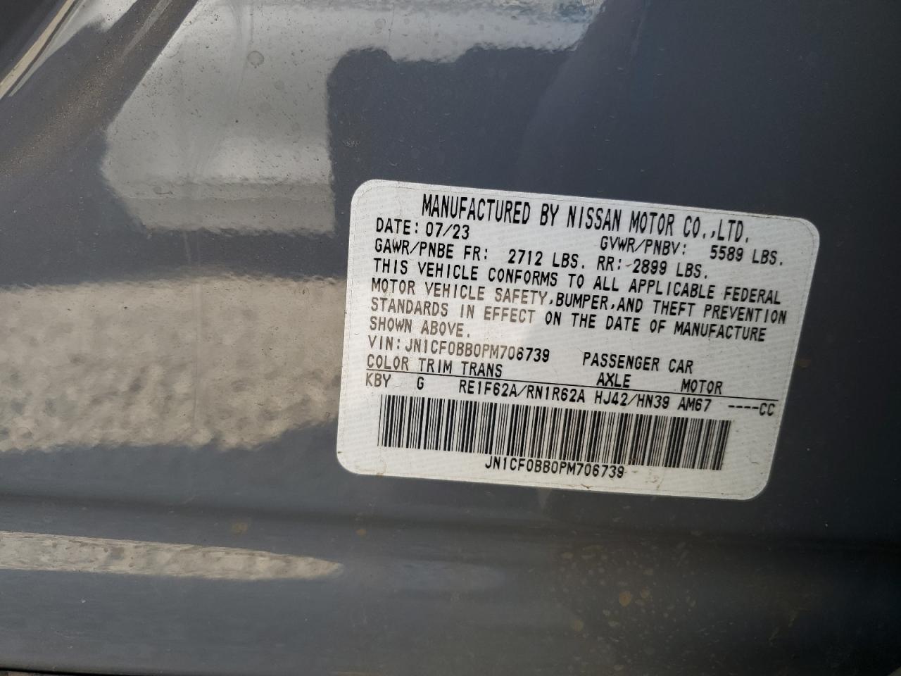 2023 NISSAN ARIYA ENGAGE VIN:JN1CF0BB0PM706739