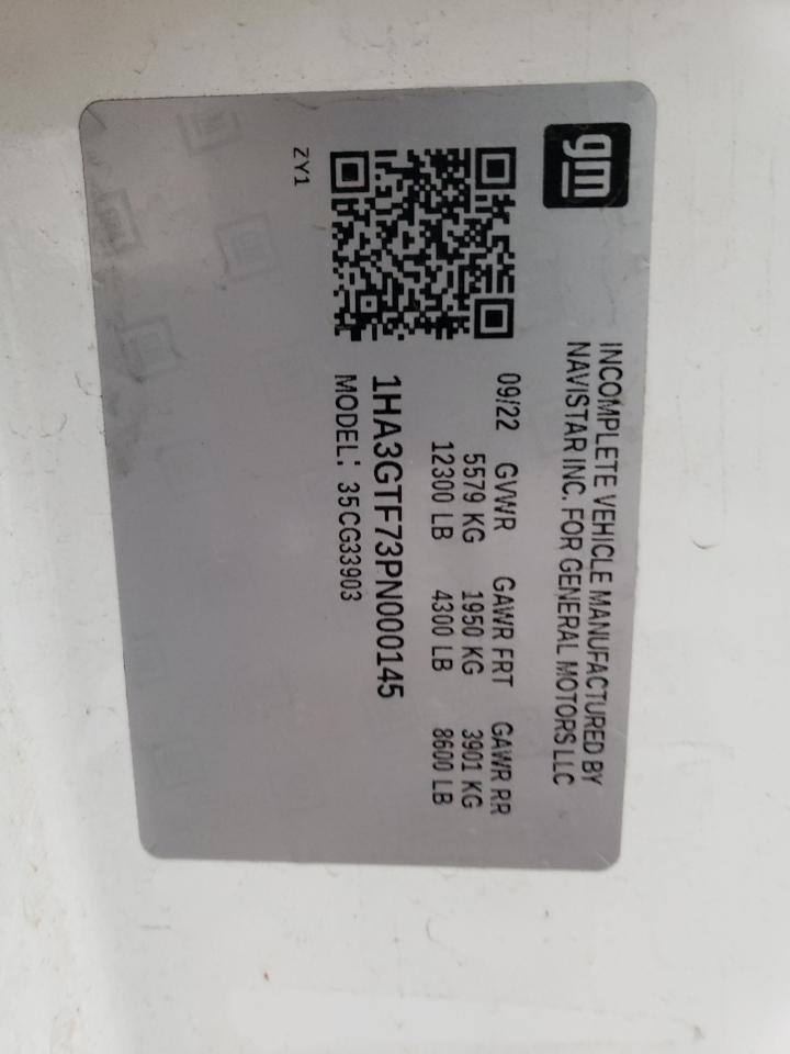 2023 CHEVROLET EXPRESS G3500 VIN:1HA3GTF73PN000145