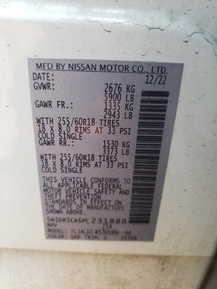 2023 NISSAN PATHFINDER SL VIN:5N1DR3CA6PC231888