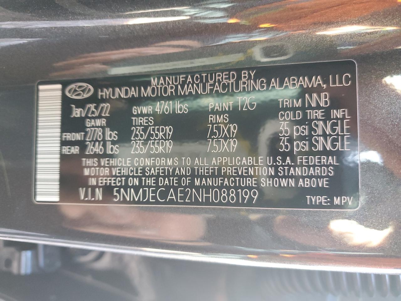 2022 HYUNDAI TUCSON LIMITED VIN:5NMJECAE2NH088199