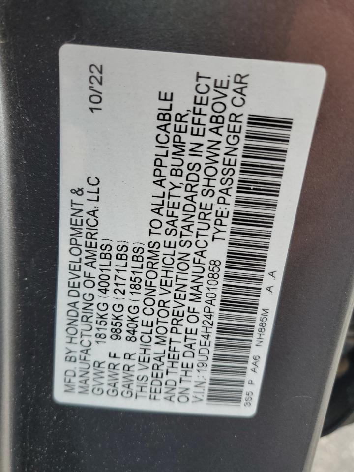 2023 ACURA INTEGRA VIN:19UDE4H24PA010858