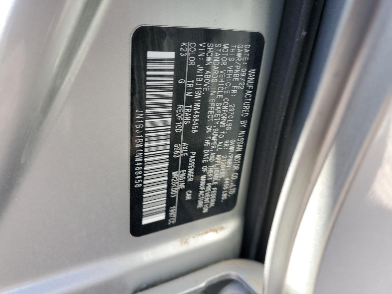 2022 NISSAN ROGUE SPORT SV VIN:JN1BJ1BW1NW488458