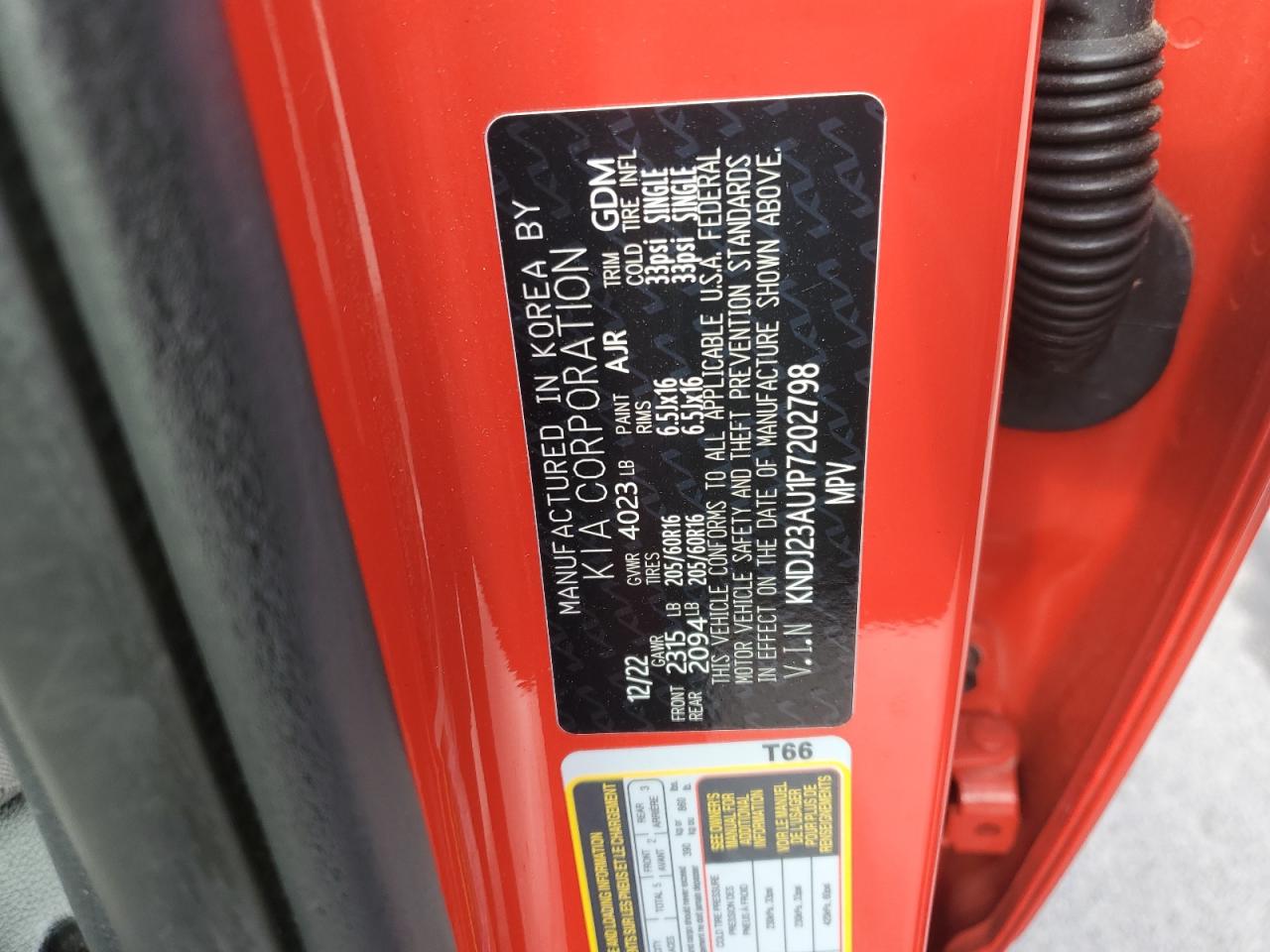 2023 KIA SOUL LX VIN:KNDJ23AU1P7202798