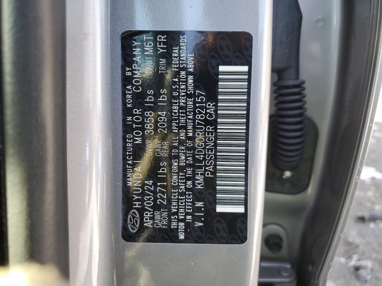 2024 HYUNDAI ELANTRA SE VIN:KMHLL4DG0RU782157