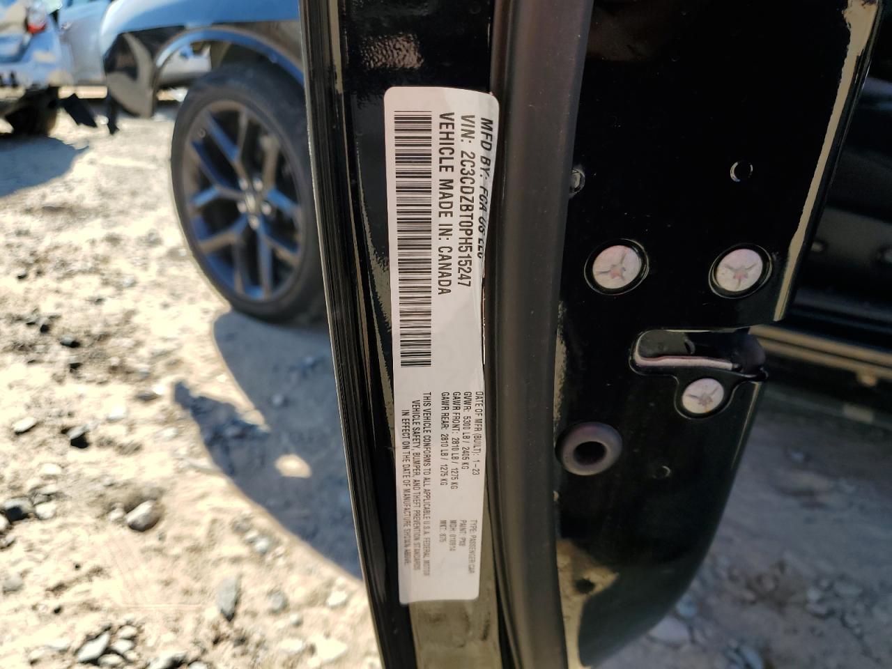 2023 DODGE CHALLENGER R/T VIN:2C3CDZBT0PH515247