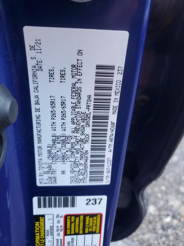 2022 TOYOTA TACOMA DOUBLE CAB VIN:3TMCZ5AN8NM468704
