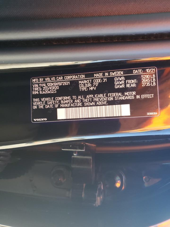 2022 VOLVO XC60 B5 MOMENTUM VIN:YV4L12DK6N1972931