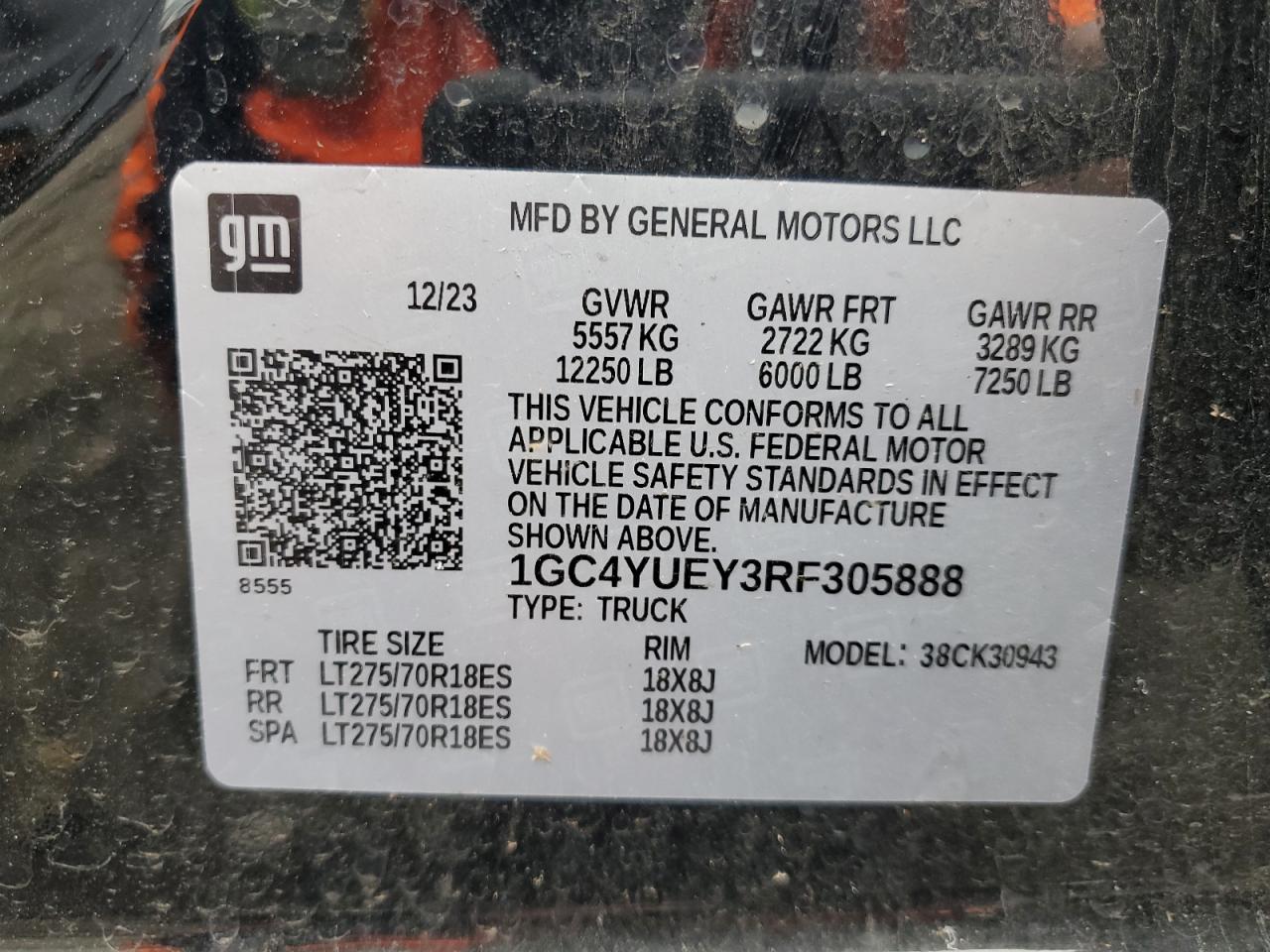 2024 CHEVROLET SILVERADO K3500 LTZ VIN:1GC4YUEY3RF305888