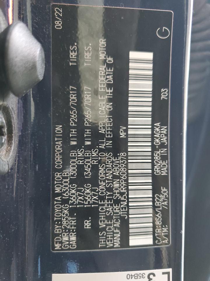 2023 TOYOTA 4RUNNER SE VIN:JTENU5JR9P6089378