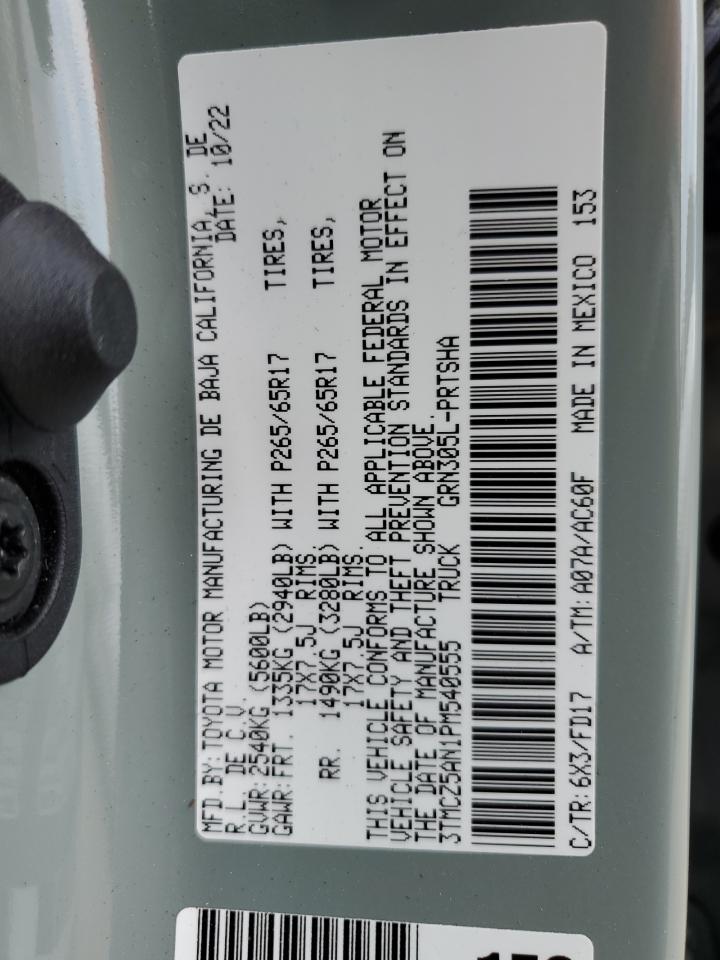 2023 TOYOTA TACOMA DOUBLE CAB VIN:3TMCZ5AN1PM540555