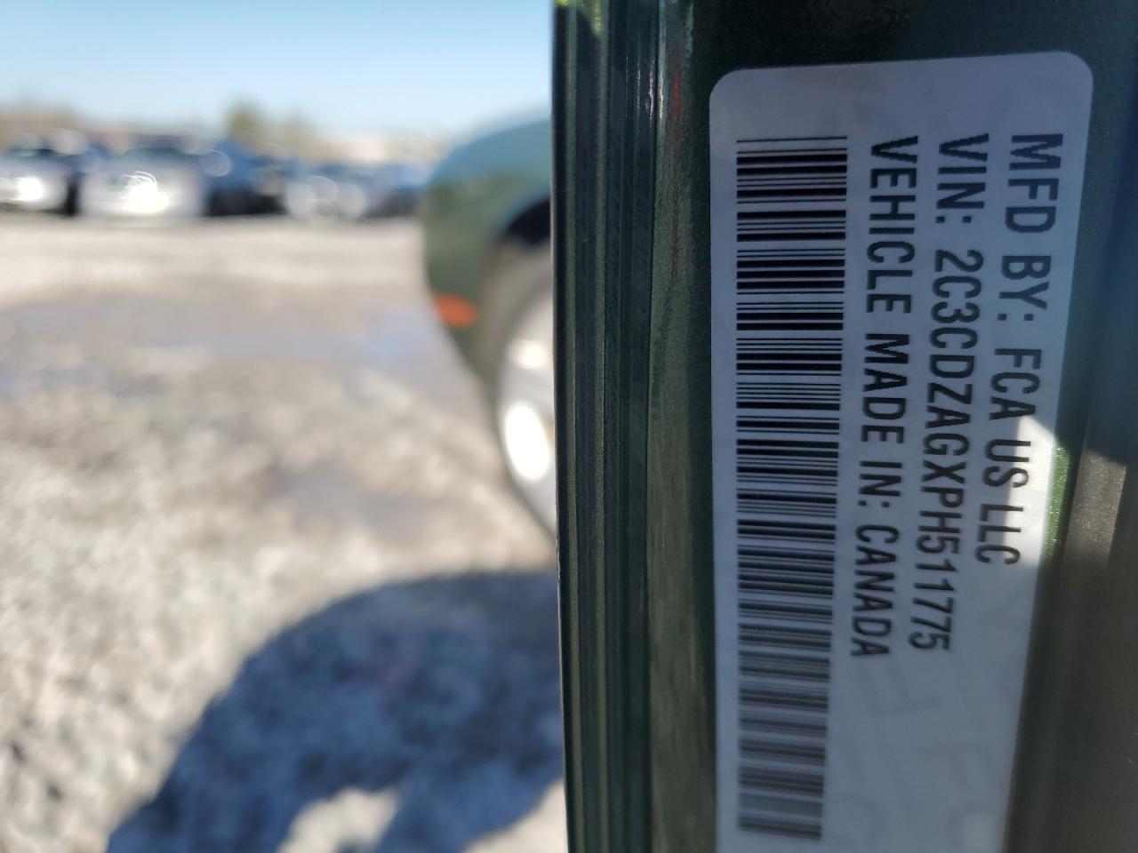 2023 DODGE CHALLENGER SXT VIN:2C3CDZAGXPH511775