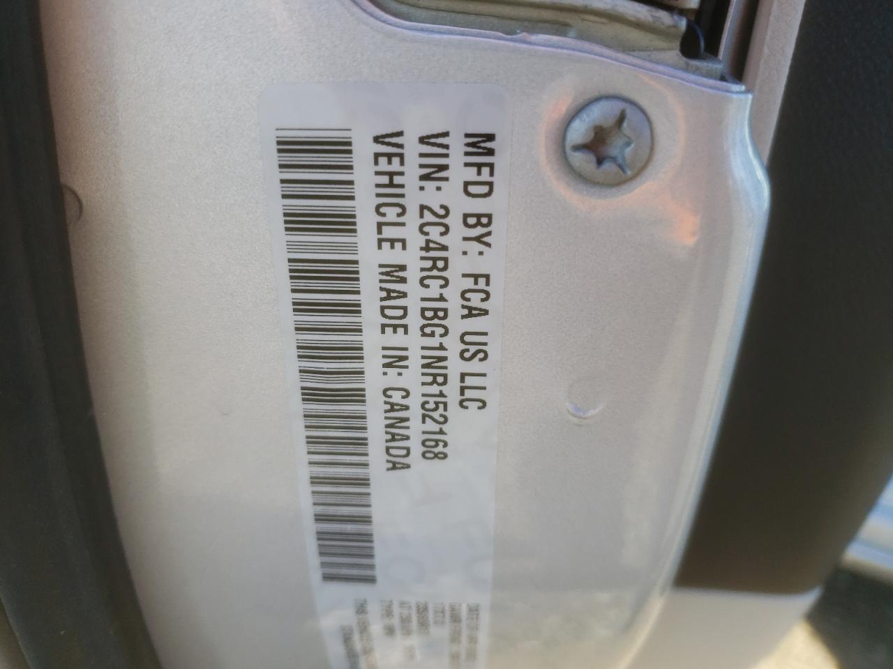 2022 CHRYSLER PACIFICA TOURING L VIN:2C4RC1BG1NR152168