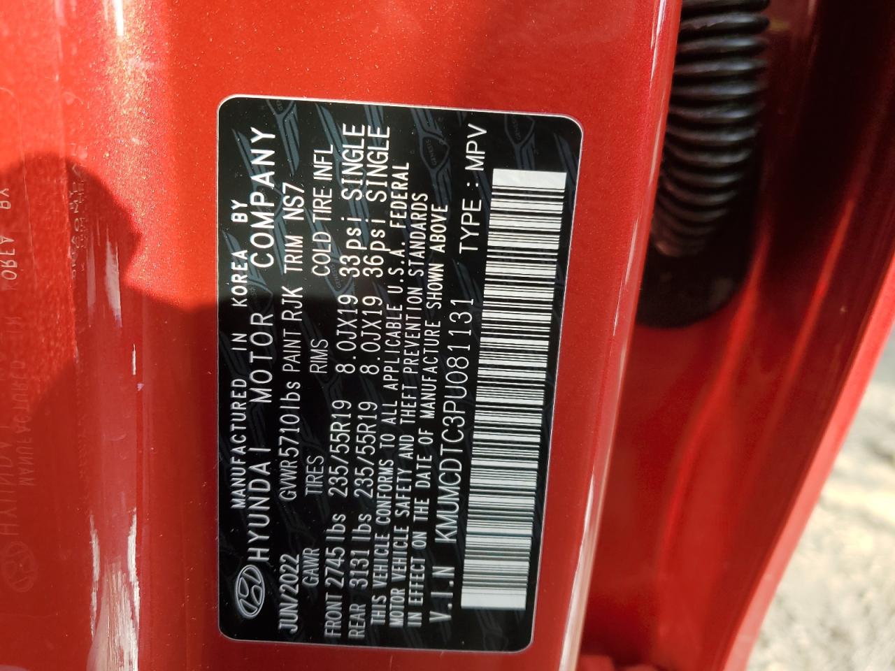 2023 GENESIS GV70 BASE VIN:KMUMCDTC3PU081131