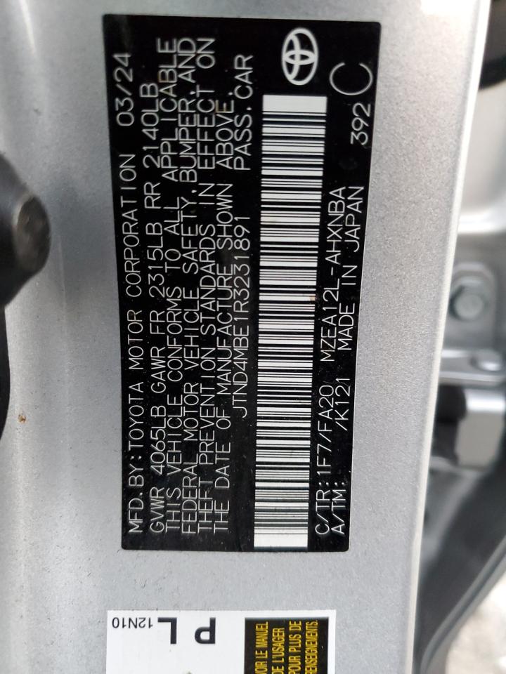 2024 TOYOTA COROLLA SE VIN:JTND4MBE1R3231891