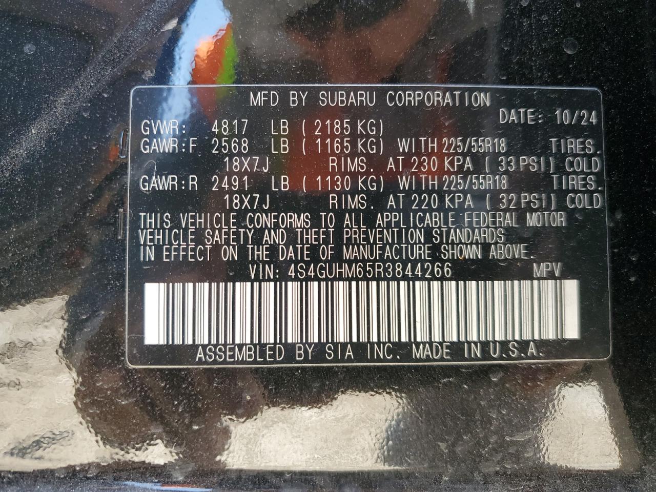 2024 SUBARU CROSSTREK LIMITED VIN:4S4GUHM65R3844266