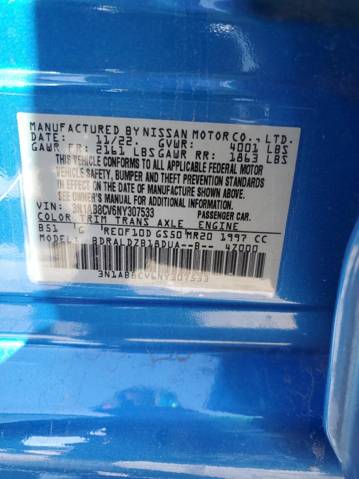 2022 NISSAN SENTRA SV VIN:3N1AB8CV6NY307533