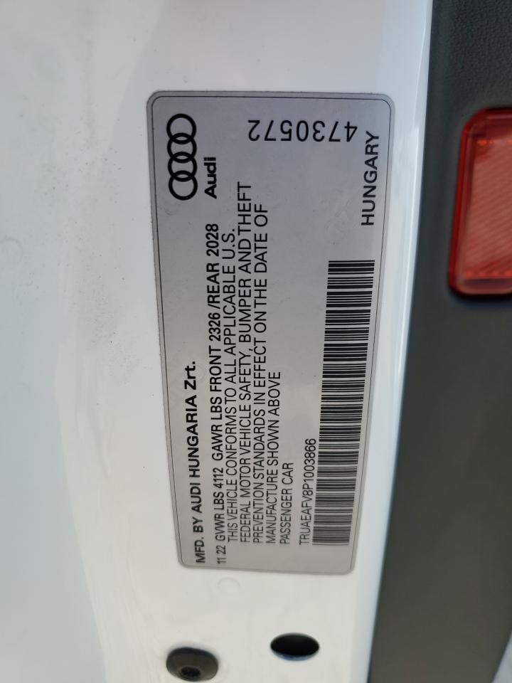 2023 AUDI TT VIN:TRUAEAFV8P1003866