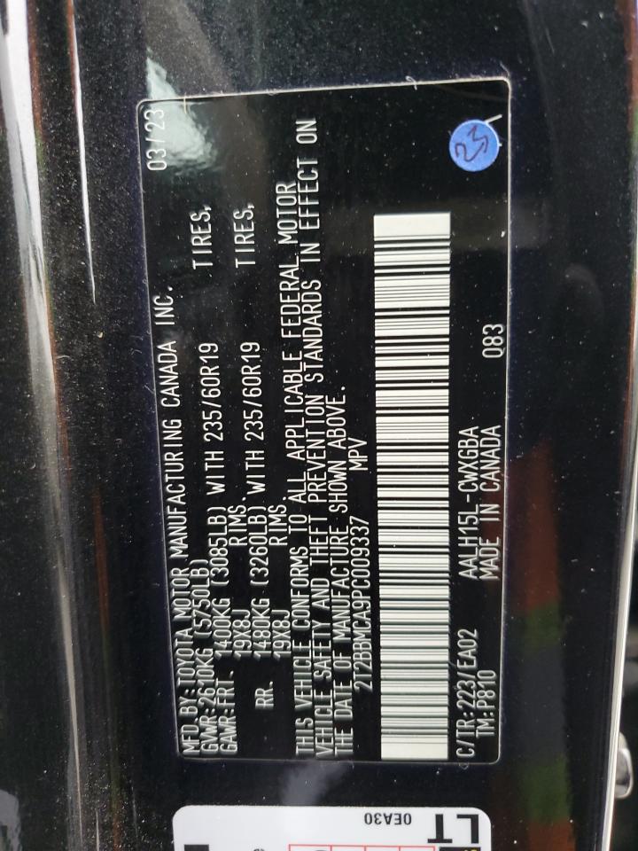 2023 LEXUS RX 350H BASE VIN:2T2BBMCA9PC009337