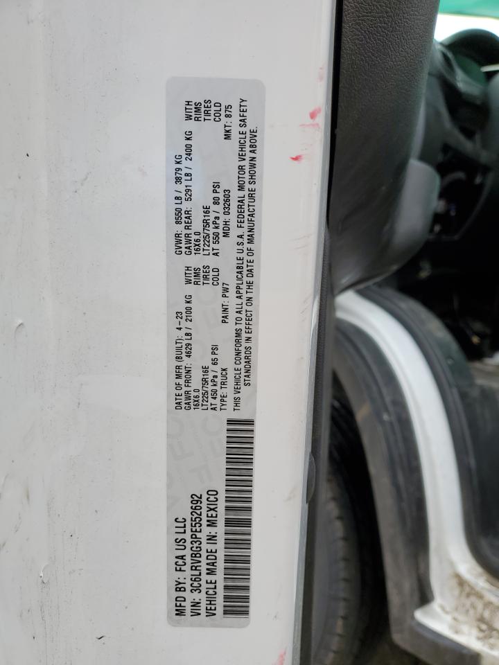 2023 RAM PROMASTER 1500 1500 HIGH VIN:3C6LRVBG3PE552692