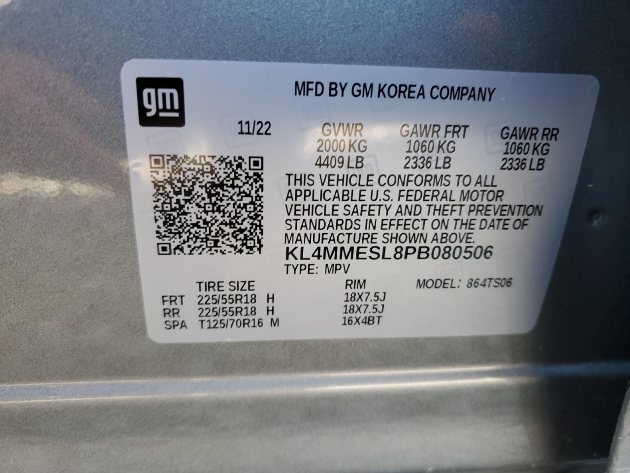 2023 BUICK ENCORE GX SELECT VIN:KL4MMESL8PB080506