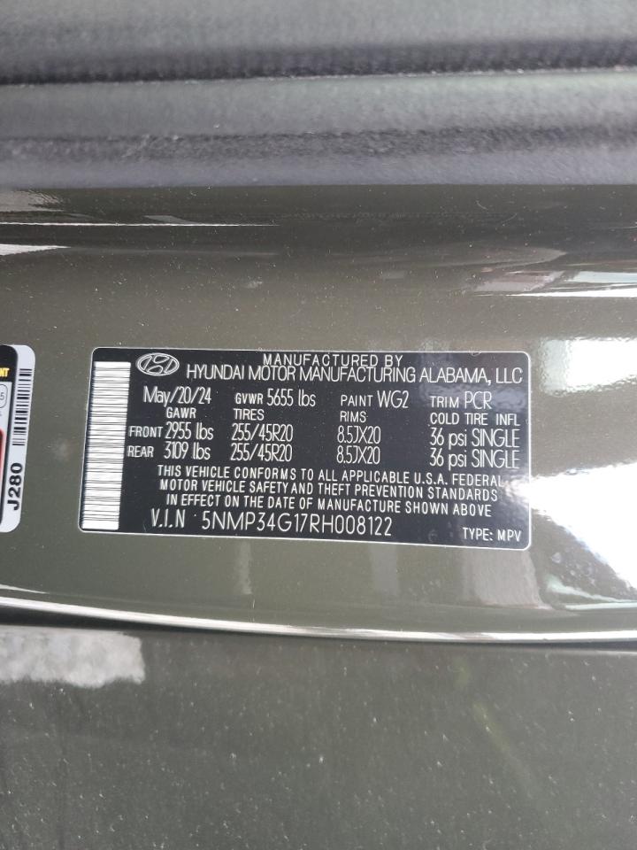 2024 HYUNDAI SANTA FE LIMITED VIN:5NMP34G17RH008122