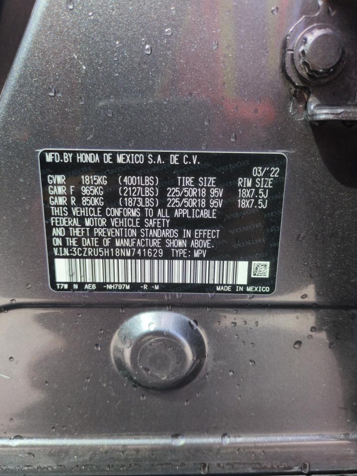 2022 HONDA HR-V SPORT VIN:3CZRU5H18NM741629