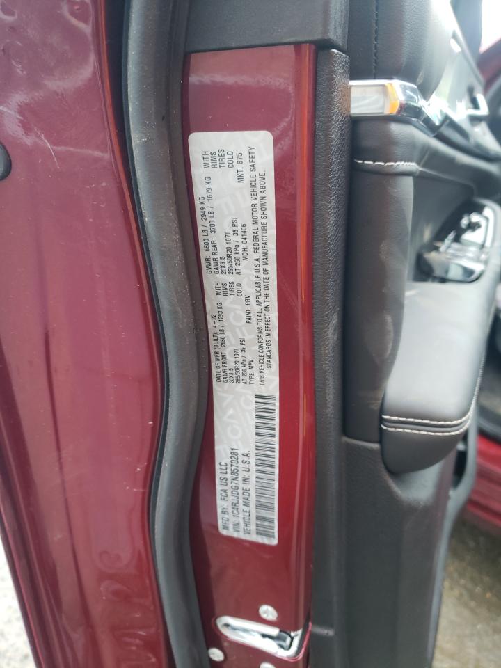 2022 JEEP GRAND CHEROKEE L OVERLAND VIN:1C4RJJDG7N8570281