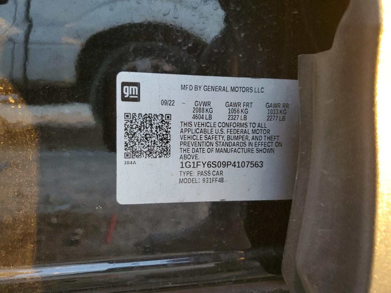 2023 CHEVROLET BOLT EUV LT VIN:1G1FY6S09P4107563