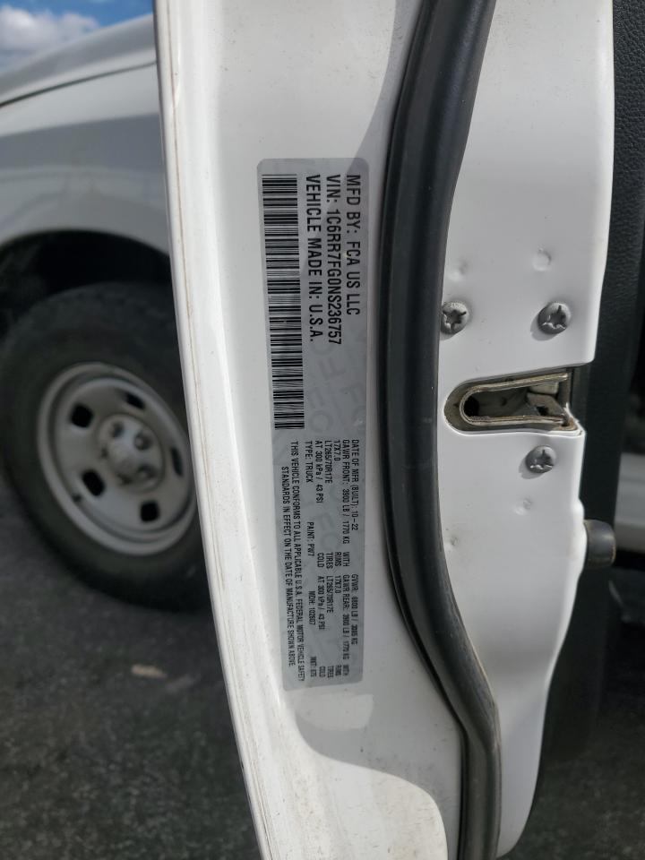 2022 RAM 1500 CLASSIC TRADESMAN VIN:1C6RR7FG0NS236757