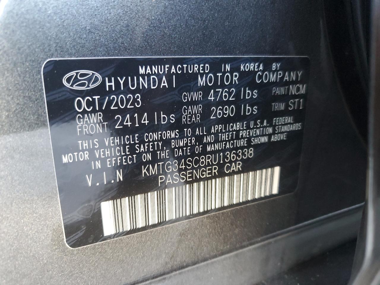 2024 GENESIS G70 BASE VIN:KMTG34SC8RU136338