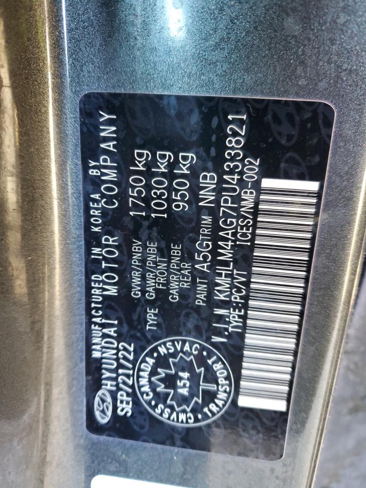 2023 HYUNDAI ELANTRA SEL VIN:KMHLM4AG7PU433821