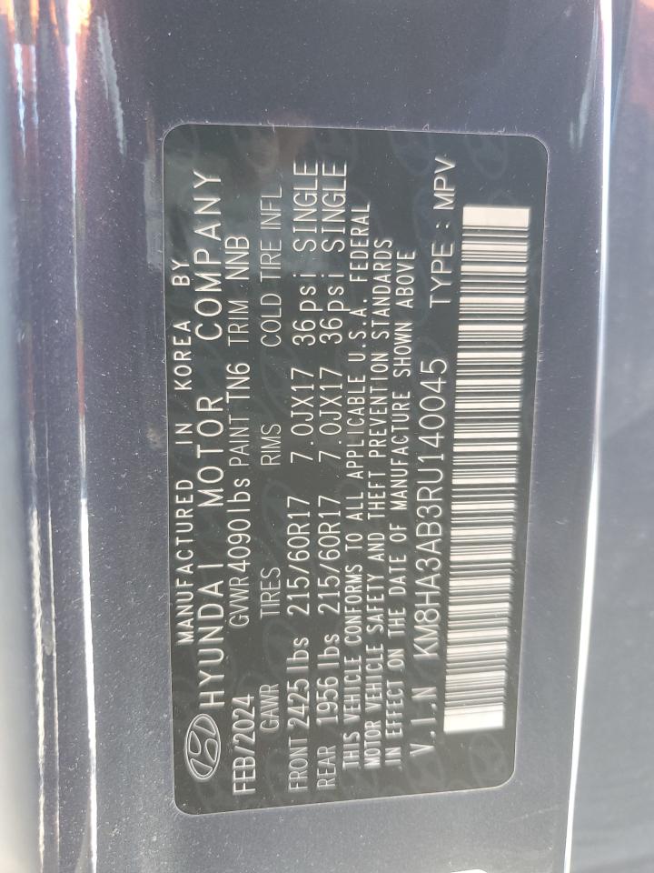 2024 HYUNDAI KONA SE VIN:KM8HA3AB3RU140045