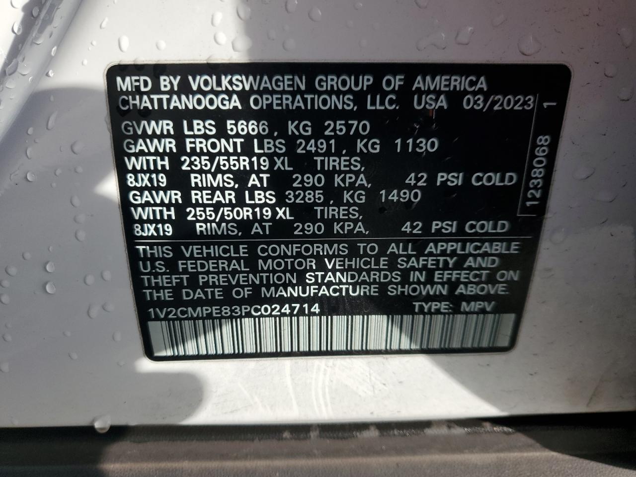 2023 VOLKSWAGEN ID.4 PRO VIN:1V2CMPE83PC024714