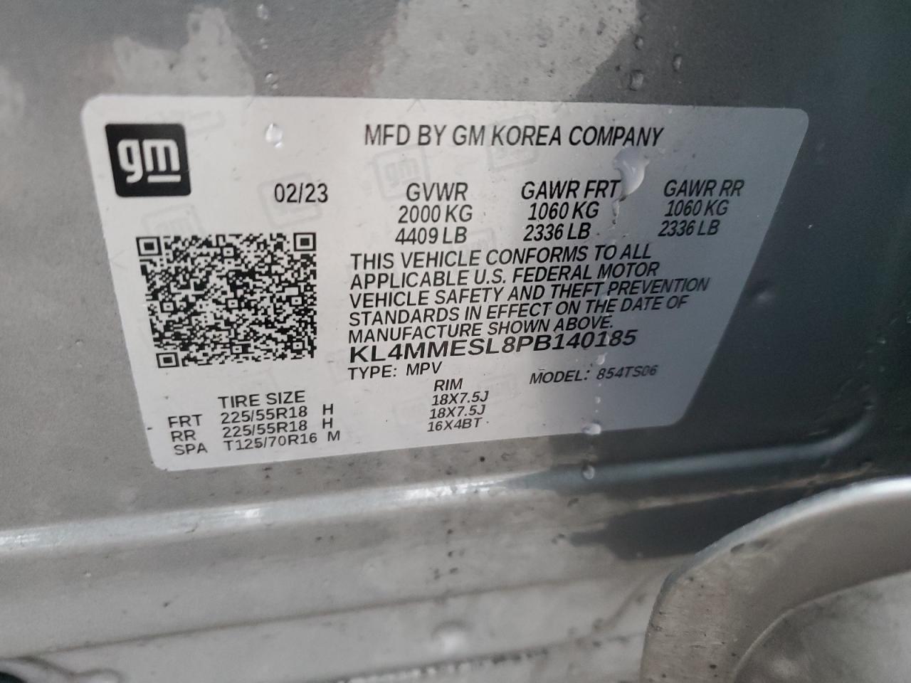 2023 BUICK ENCORE GX SELECT VIN:KL4MMESL8PB140185