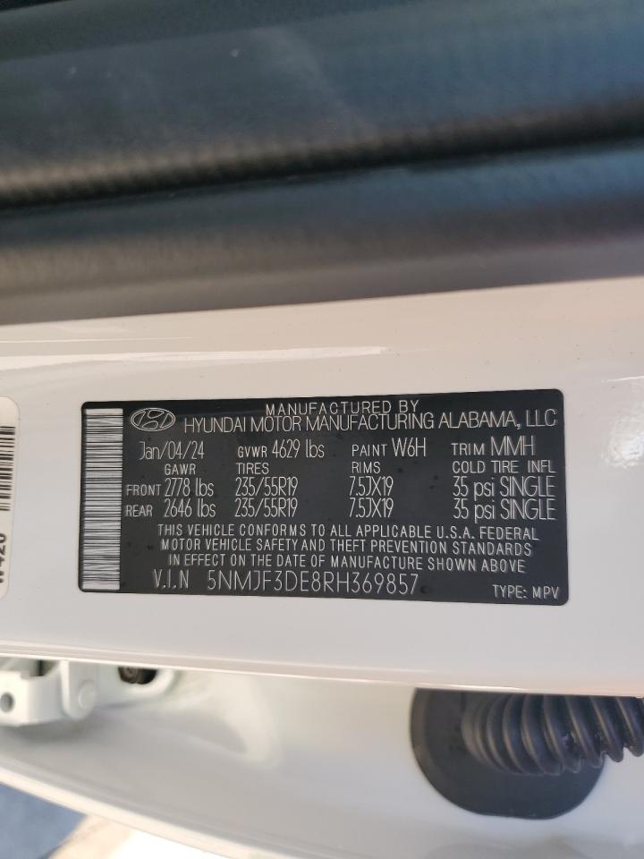 2024 HYUNDAI TUCSON SEL VIN:5NMJF3DE8RH369857