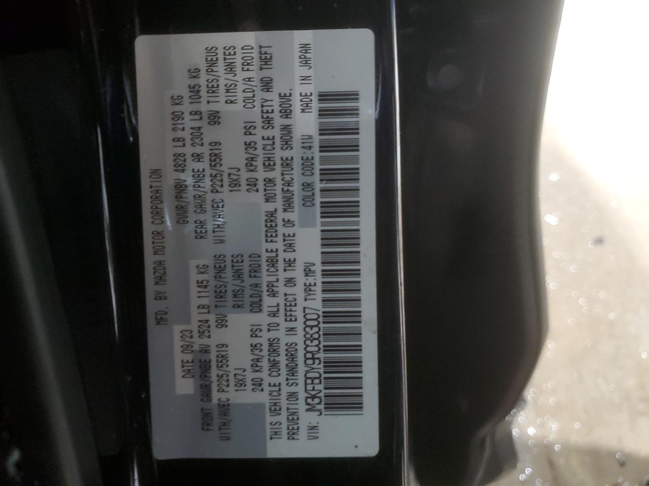 2024 MAZDA CX-5 PREMIUM VIN:JM3KFBDY9R0383007