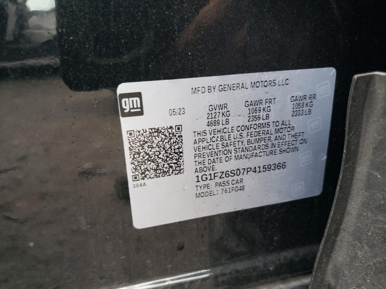 2023 CHEVROLET BOLT EUV PREMIER VIN:1G1FZ6S07P4159366