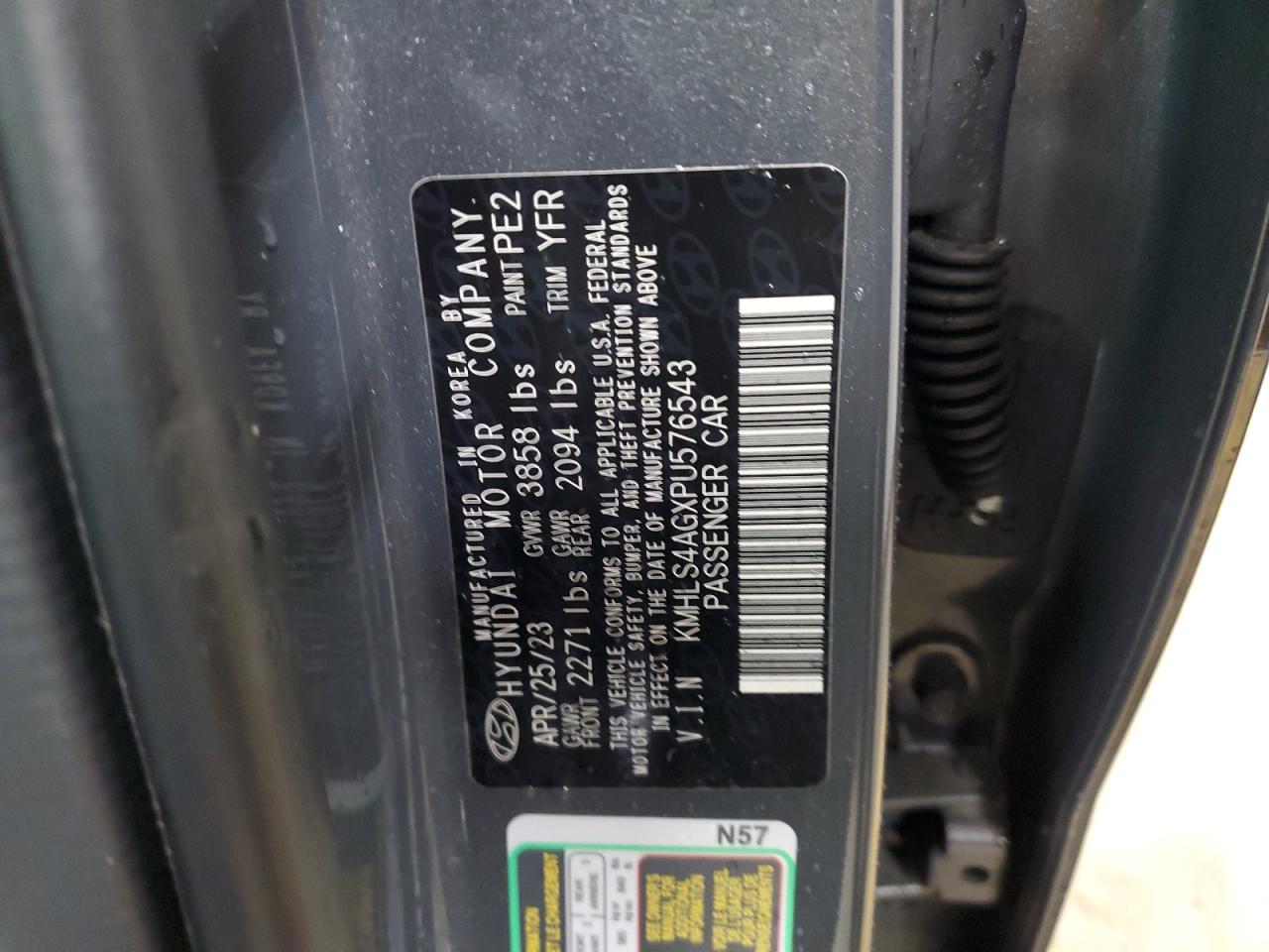 2023 HYUNDAI ELANTRA SEL VIN:KMHLS4AGXPU576543