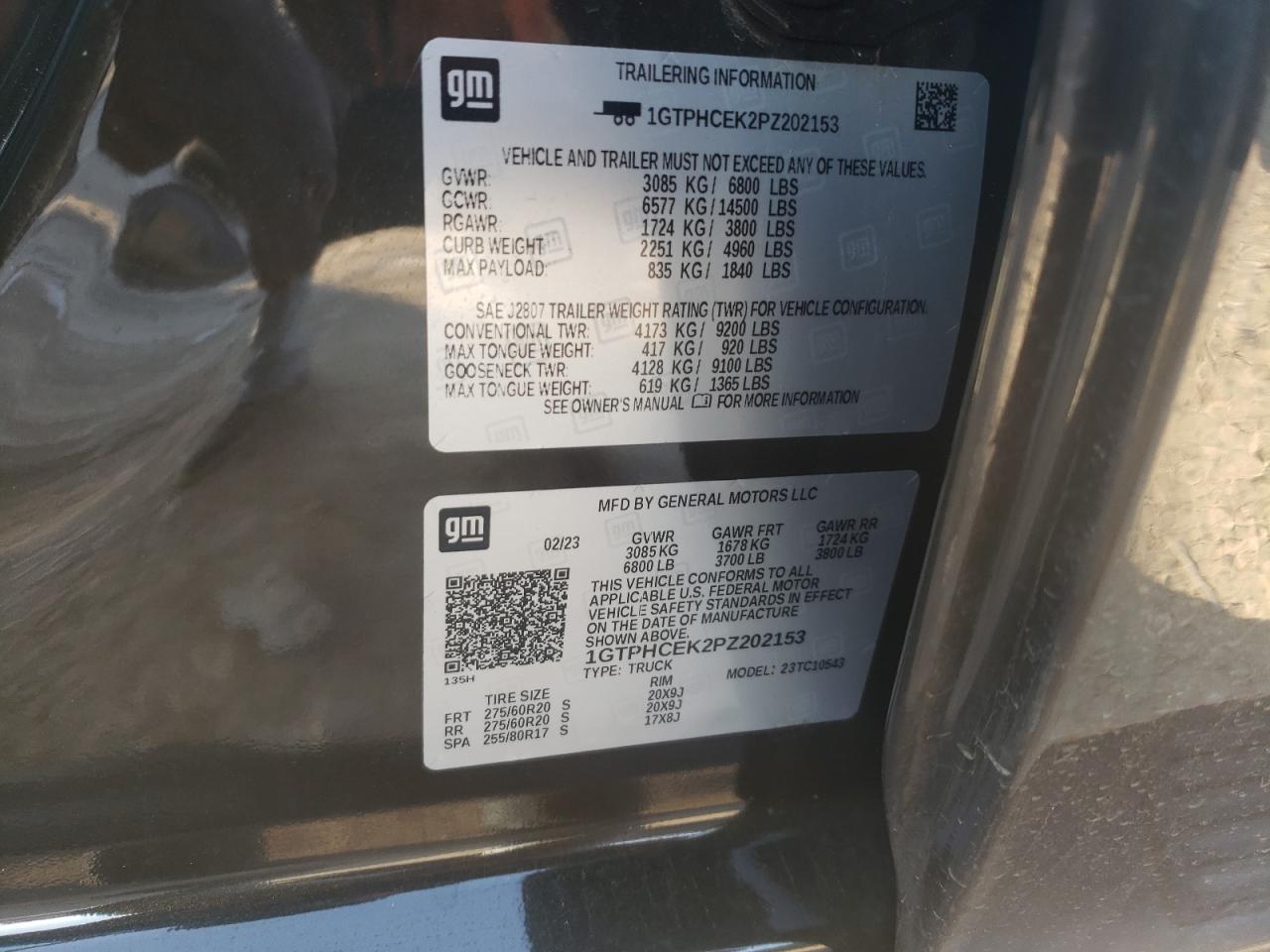 2023 GMC SIERRA C1500 ELEVATION VIN:1GTPHCEK2PZ202153