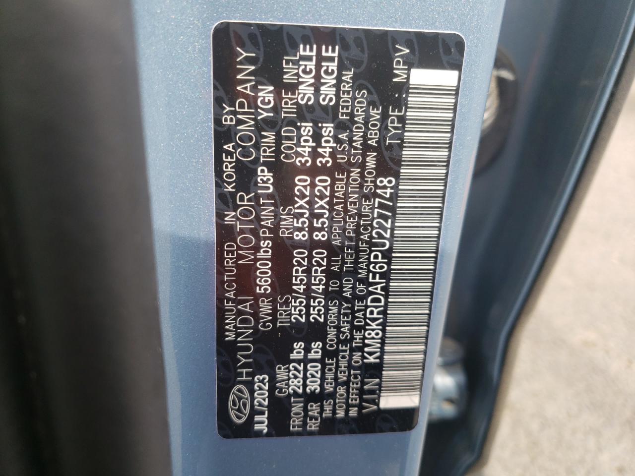 2023 HYUNDAI IONIQ 5 LIMITED VIN:KM8KRDAF6PU227748