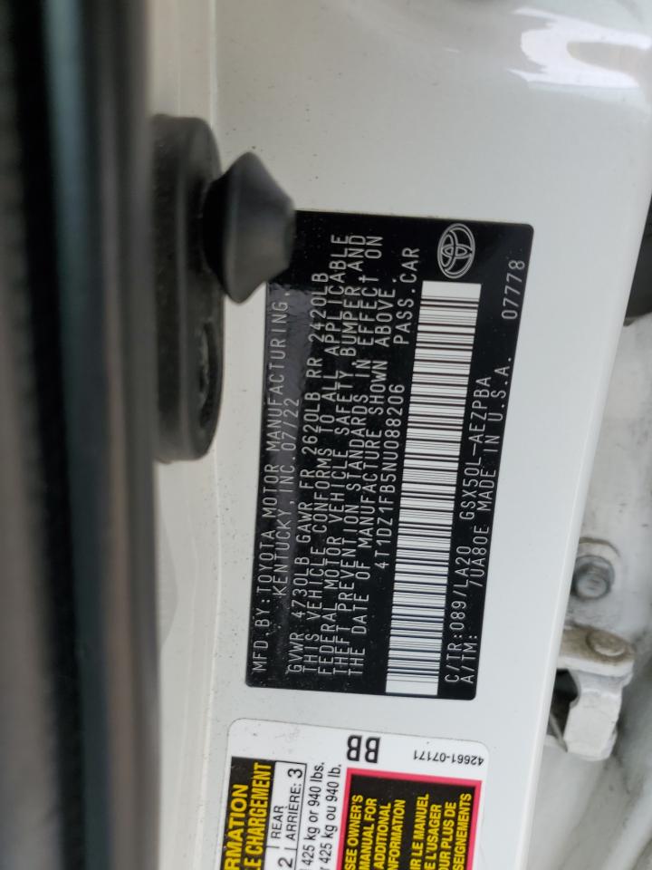 2022 TOYOTA AVALON LIMITED VIN:4T1DZ1FB5NU088206