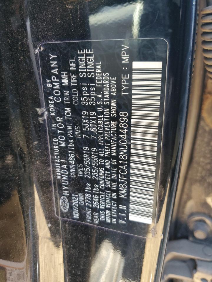 2022 HYUNDAI TUCSON SEL CONVENIENCE VIN:KM8JFCA18NU044898