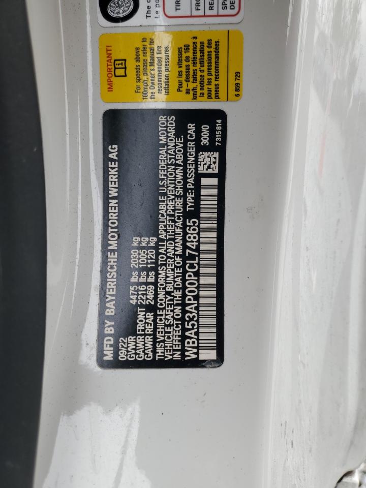 2023 BMW 430I VIN:WBA53AP00PCL74865