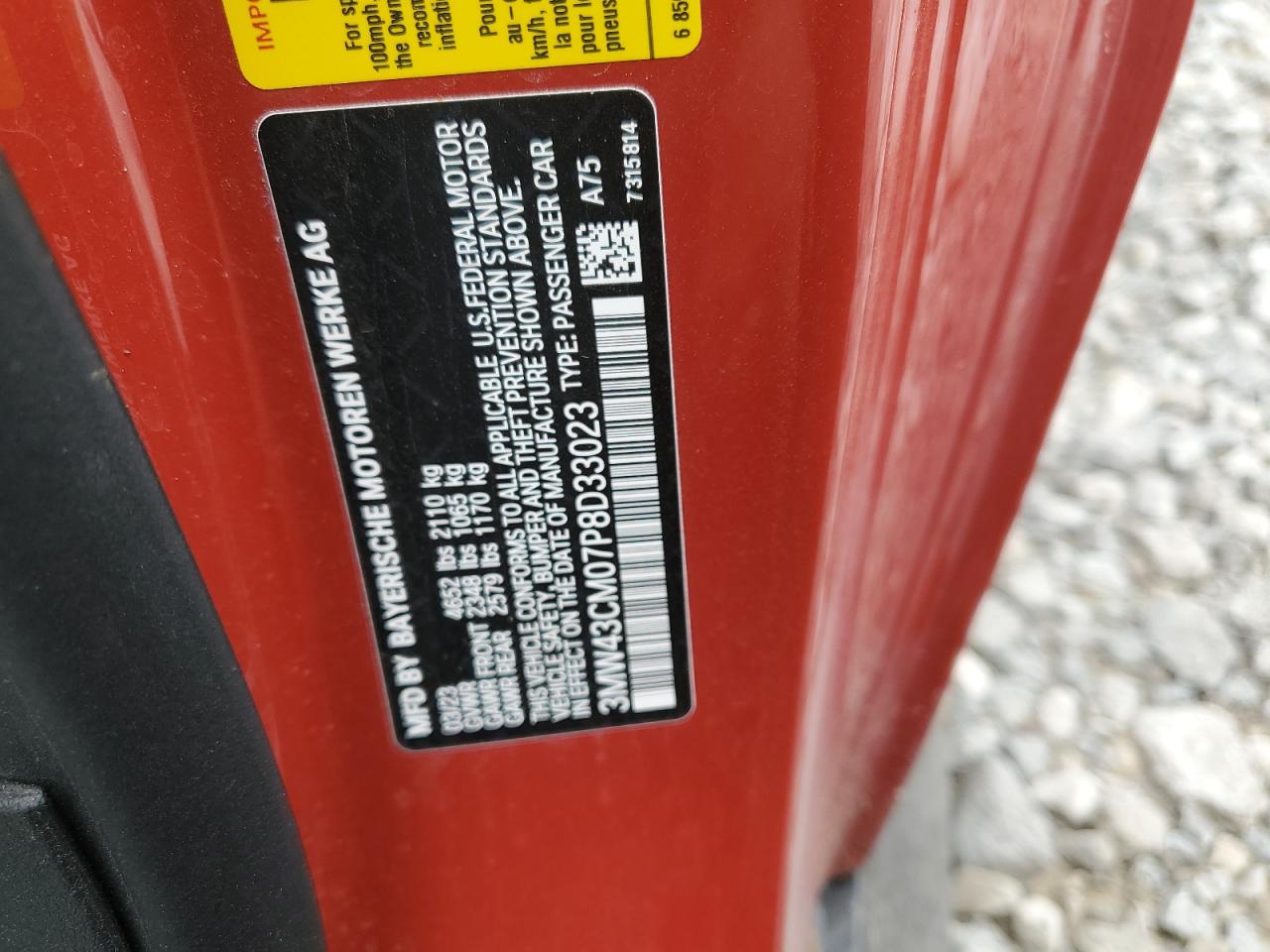 2023 BMW M240I VIN:3MW43CM07P8D33023