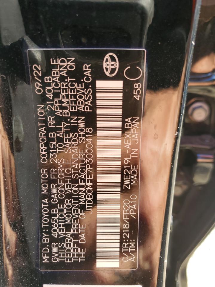 2023 TOYOTA COROLLA LE VIN:JTDBCMFE7P3000418