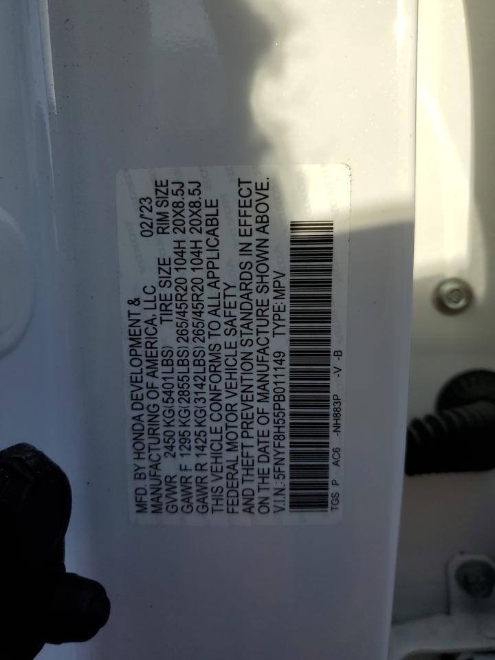 2023 HONDA PASSPORT EXL VIN:5FNYF8H55PB011149