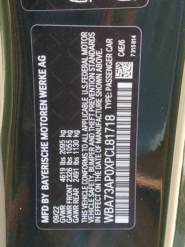 2023 BMW 430XI VIN:WBA73AP0XPCL81718