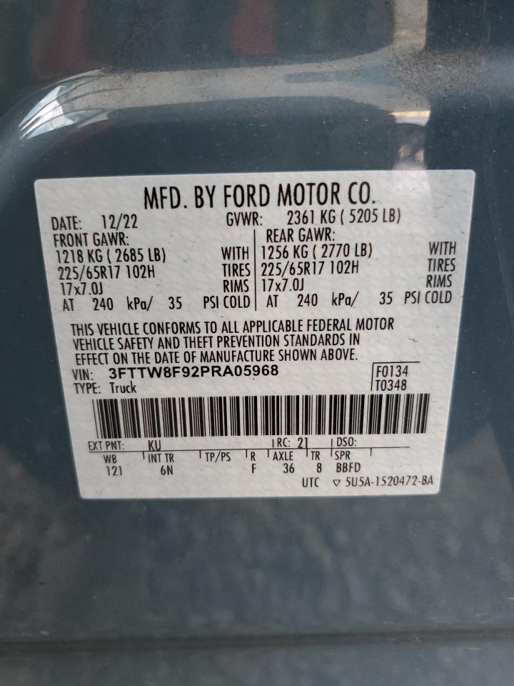 2023 FORD MAVERICK XL VIN:3FTTW8F92PRA05968